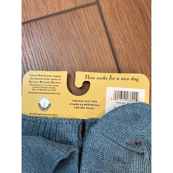 Blue Q Tag NWT 2 Pair Blue Organic Cotton Tag Socks Size S/M - Picture 8 of 8